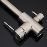 Deluxe Kitchen Faucet - Tri-Flow Water Tap Mixer - Brushed Stainless Steel - Free Purity