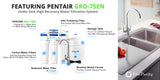 4 Stage Pentair GRO-75EN-DSN - 1:1 Super High Efficiency Residential Reverse Osmosis System With Satin Nickel Designer Faucet - Free Purity