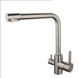 Deluxe Kitchen Faucet - Tri-Flow Water Tap Mixer - Brushed Stainless Steel - Free Purity